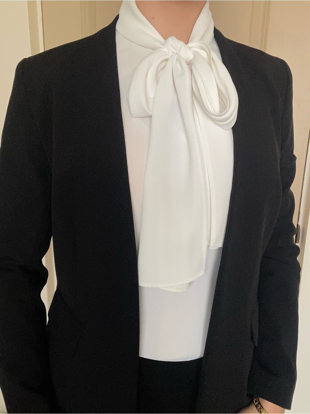 Bar III White Bow-Neck Blouse